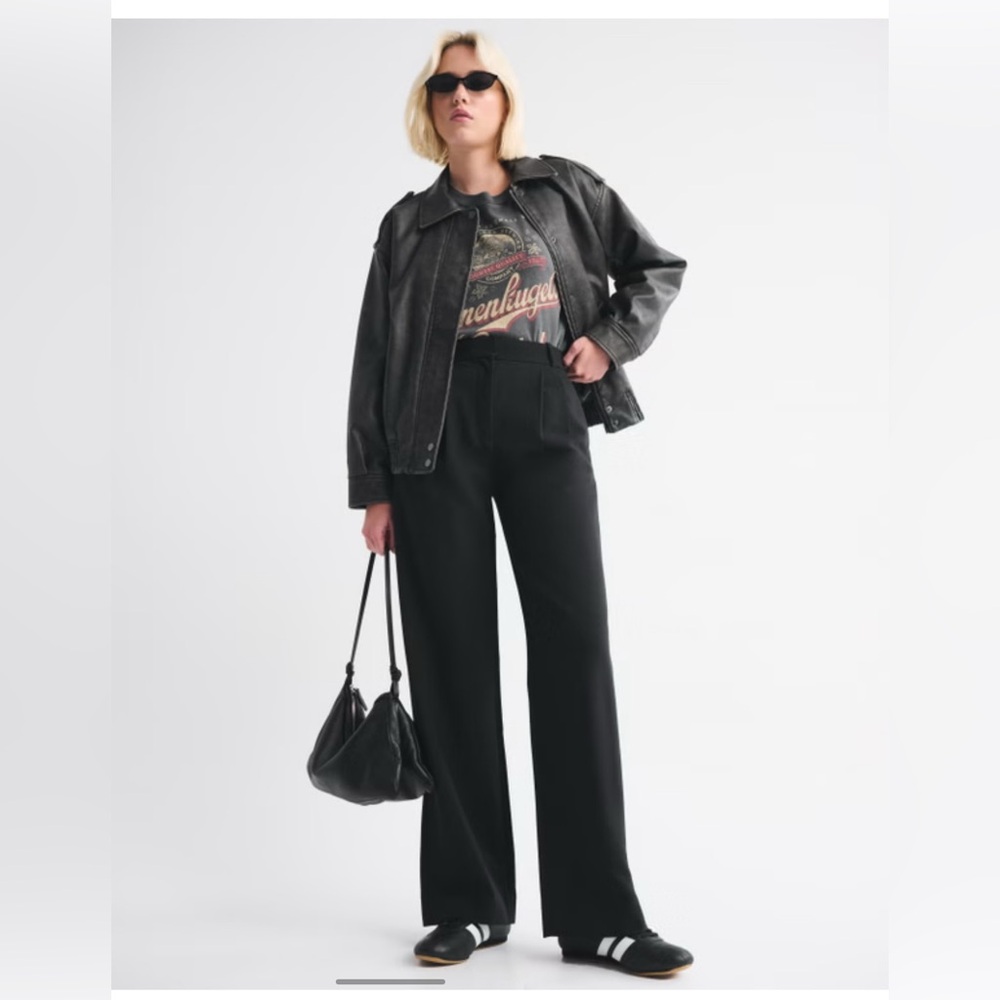 Abercrombie & Fitch Sloane Tailored Wide Leg Pant Black size 28 Regular
